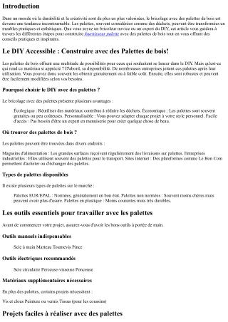 Le DIY Accessible : Construire avec des Palettes de bois!