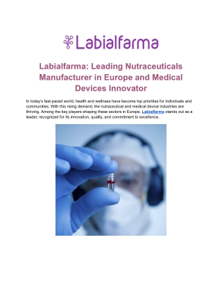 High-Quality Tablet Manufacturing Services at Labialfarma