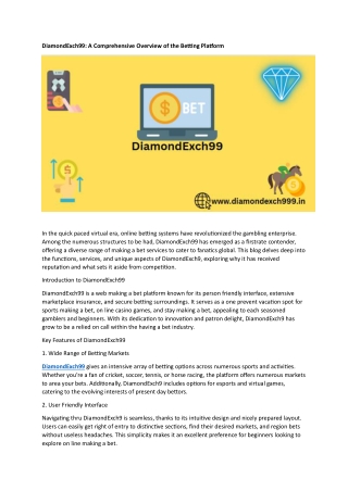 DiamondExch99 A Comprehensive Overview of the Betting Platform