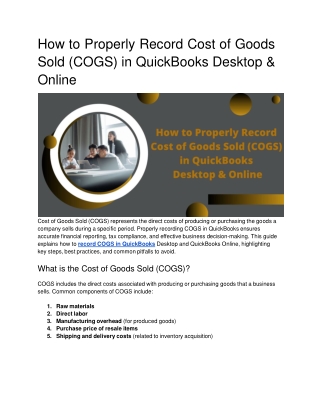 How to Properly Record Cost of Goods Sold (COGS) in QuickBooks Desktop & Online