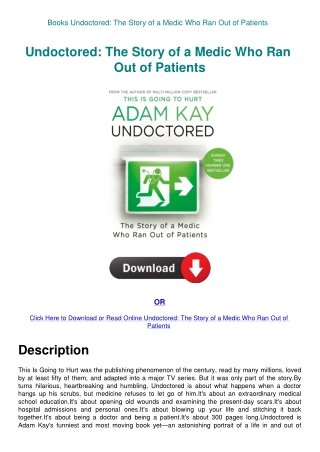Books Undoctored The Story of a Medic Who Ran Out of Patients