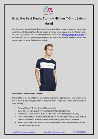 Grab the Best Deals: Tommy Hilfiger T-Shirt Sale is Here!