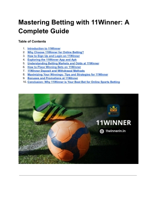 Mastering Betting with 11Winner_ A Complete Guide