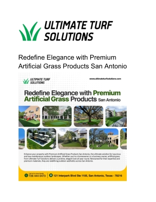 Redefine Elegance with Premium Artificial Grass Products San Antonio