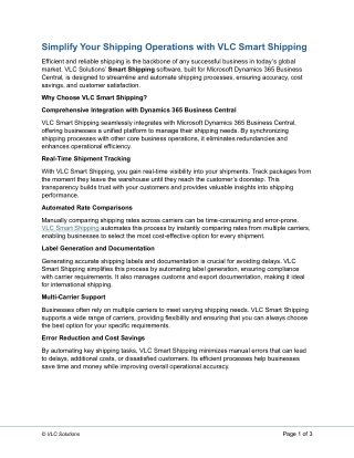 Simplify Your Shipping Operations with VLC Smart Shipping