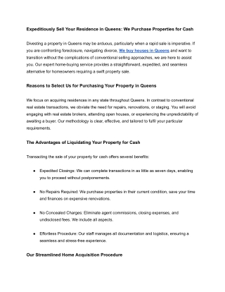 We buy houses in Queens