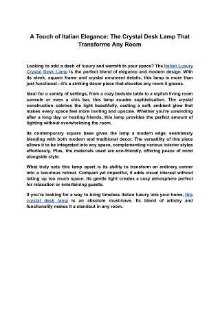 A Touch of Italian Elegance_ The Crystal Desk Lamp That Transforms Any Room