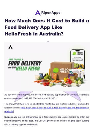 How Much Does It Cost to Build a Food Delivery App Like HelloFresh in Australia