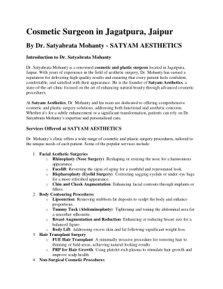 Cosmetic Surgeon in Jagatpura 1