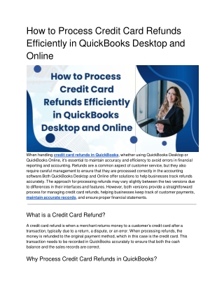 How to Process Credit Card Refunds Efficiently in QuickBooks Desktop and Online