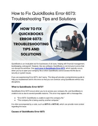 How to Fix QuickBooks Error 6073_ Troubleshooting Tips and Solutions
