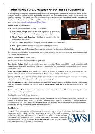 What Makes a Great Website Follow These 5 Golden Rules