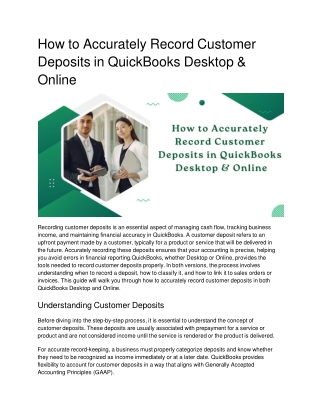 How to Accurately Record Customer Deposits in QuickBooks Desktop & Online
