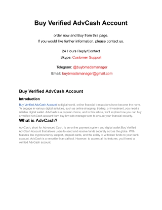 Buy Verified AdvCash Account