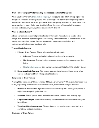 Brain Tumor Surgery: Understanding the Process and What to Expect