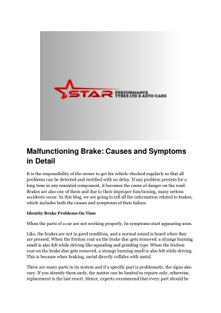 Malfunctioning Brake_ Causes and Symptoms in Detail