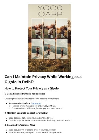 Can I Maintain Privacy While Working as a Gigolo in Delhi