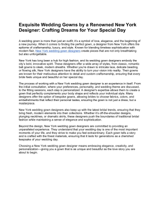 Exquisite Wedding Gowns by a Renowned New York Designer