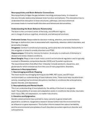 Neuropsychiatry and Brain-Behavior Connections