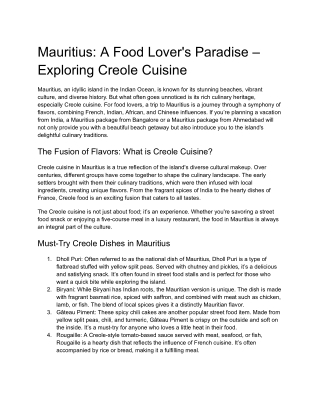 Mauritius_ A Food Lover's Paradise – Exploring Creole Cuisine