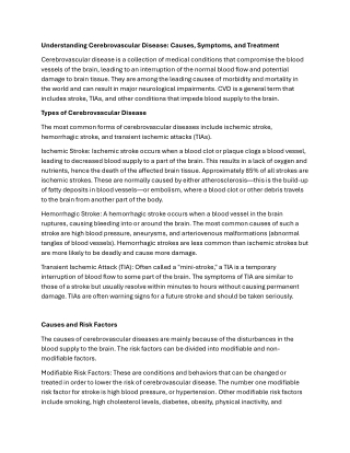 Understanding Cerebrovascular Disease: Causes, Symptoms, and Treatment
