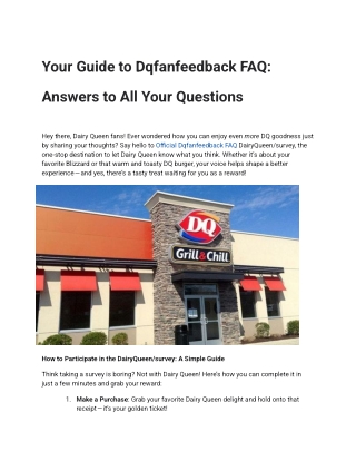 DQFanFeedback - Free Dilly Bar - Dairy Queen Survey