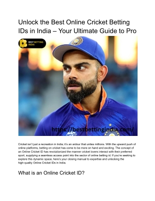 _Unlock the Best Online Cricket Betting IDs in India – Your Ultimate Guide to Pro