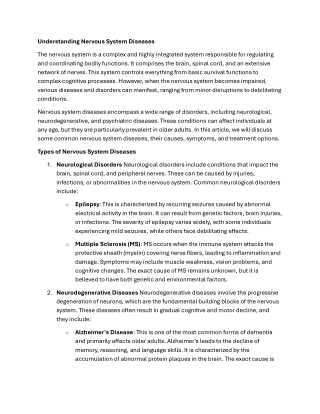 Understanding Nervous System Diseases