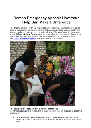 Yemen Emergency Appeal How Your Help Can Make a Difference
