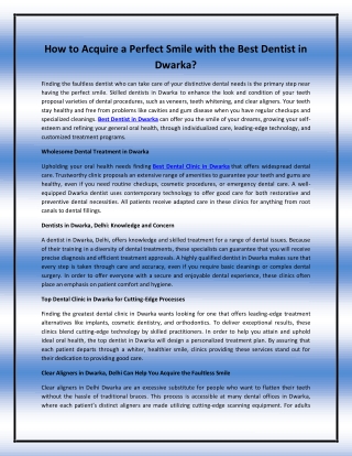 How to Acquire a Perfect Smile with the Best Dentist in Dwarka?