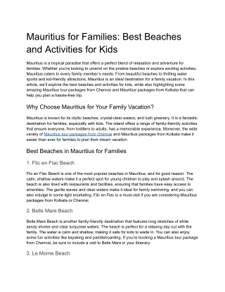 Mauritius for Families_ Best Beaches and Activities for Kids