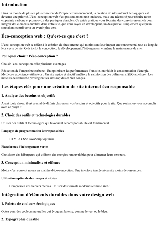 “Guide pratique pour l’intégration d’éléments durables sur votre site”