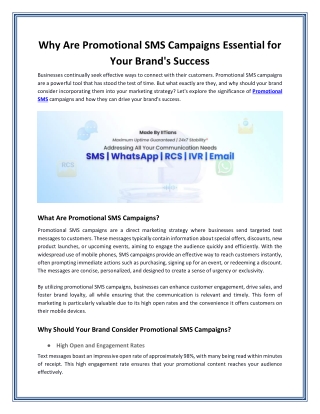 Why Are Promotional SMS Campaigns Essential for Your Brand's Success
