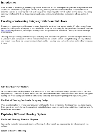 Creating a Welcoming Entryway with Beautiful Floors