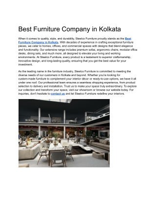 Best Furniture Company in Kolkata