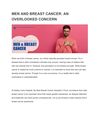 MEN AND BREAST CANCER AN OVERLOOKED CONCERN