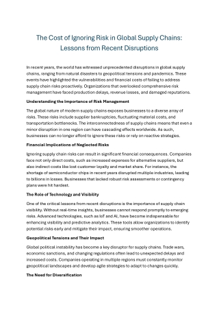 End-to-End Risk Management in Global Supply Chains - Key Strategies