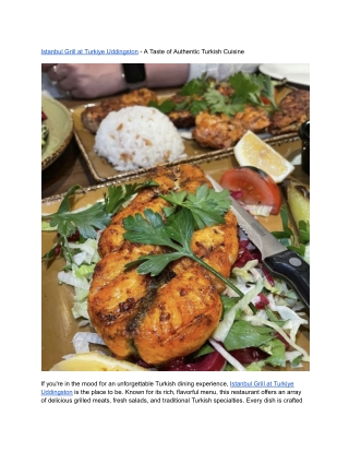 Istanbul Grill at Turkiye Uddingston - A Taste of Authentic Turkish Cuisine