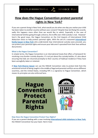 How does the Hague Convention protect parental rights in New York