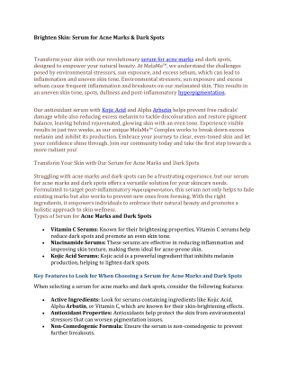 Brighten Skin Serum for Acne Marks & Dark Spots