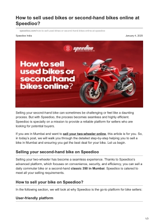 speedioo.com-How to sell used bikes or second-hand bikes online at Speedioo
