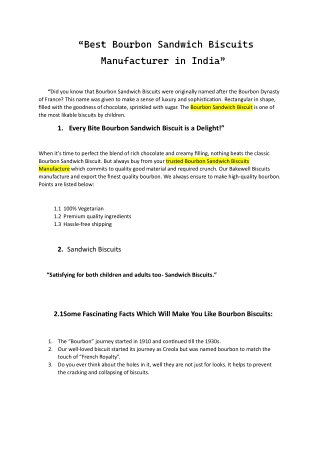 Best Bourbon Sandwich Biscuits Manufacturer in India