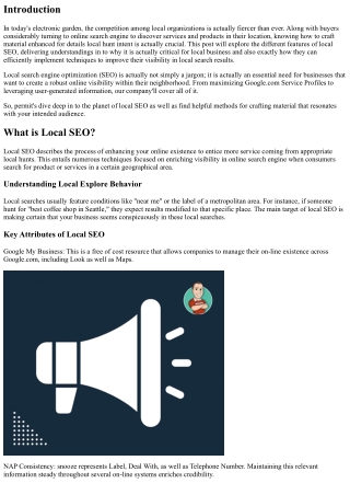 Crafting Material Optimized For Particular local Browse Intent