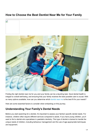How to Choose the Best Dentist Near Me for Your Family