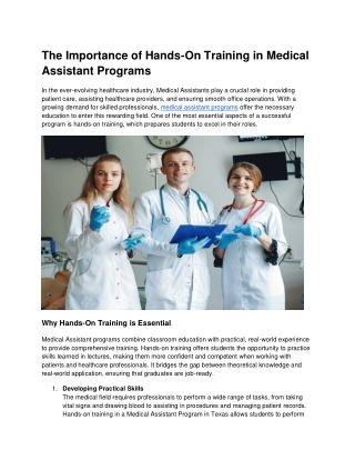 How Hands-On Training Prepares You for a Career as a Medical Assistant