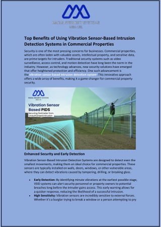 Top Benefits of Using Vibration Sensor-Based Intrusion Detection Systems