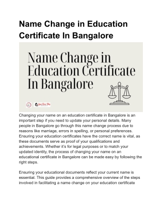 Name Change in Education Certificate In Bangalore