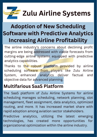 Adoption of New Scheduling Software with Predictive Analytics Increasing Airline