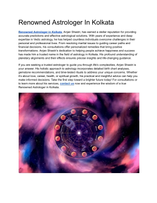Renowned Astrologer In Kolkata