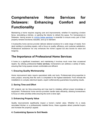 Comprehensive Home Services for Delaware_ Enhancing Comfort and Functionality
